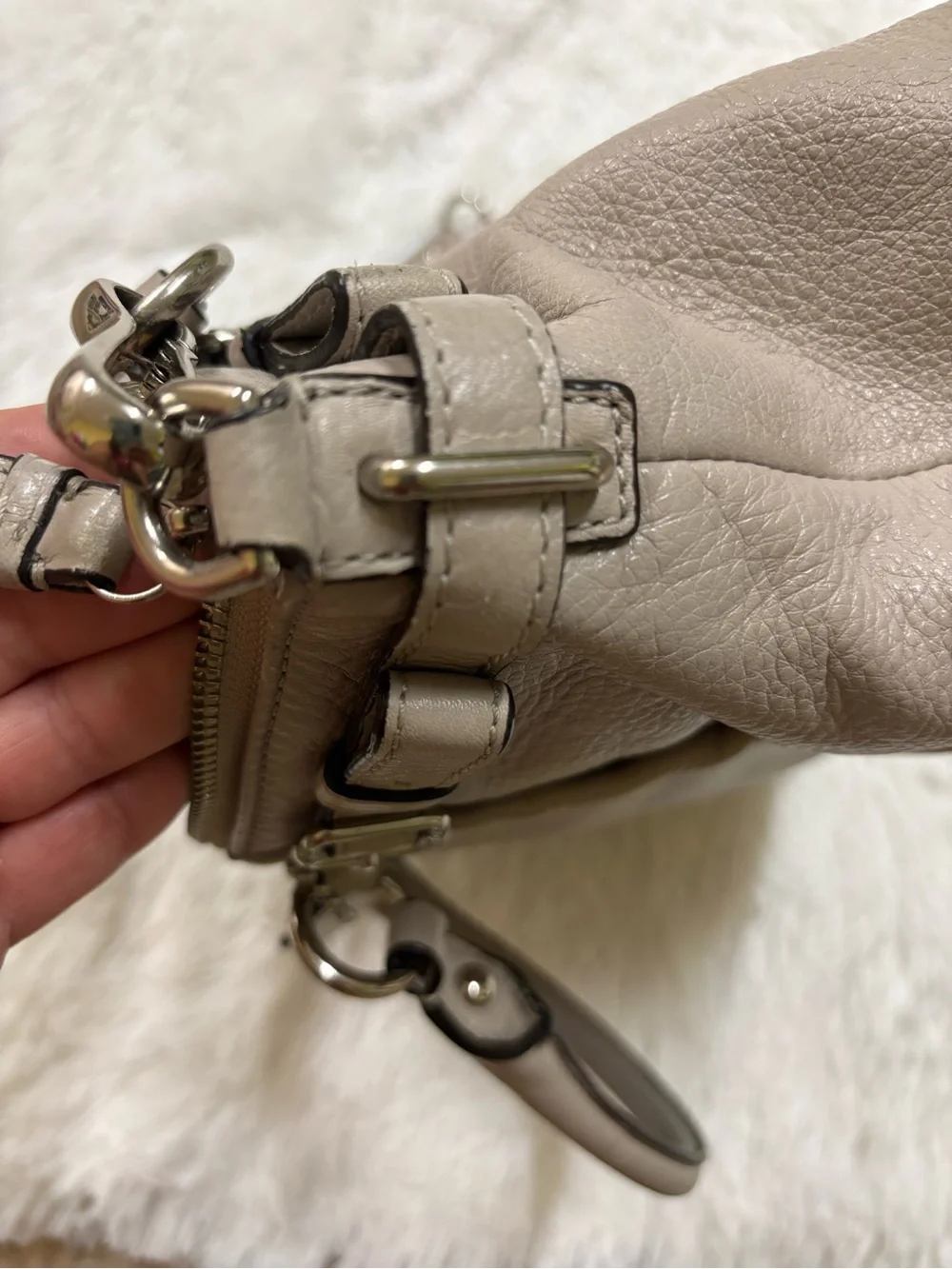 Coach Leather Satchel in Light Taupe with Gold Hardware